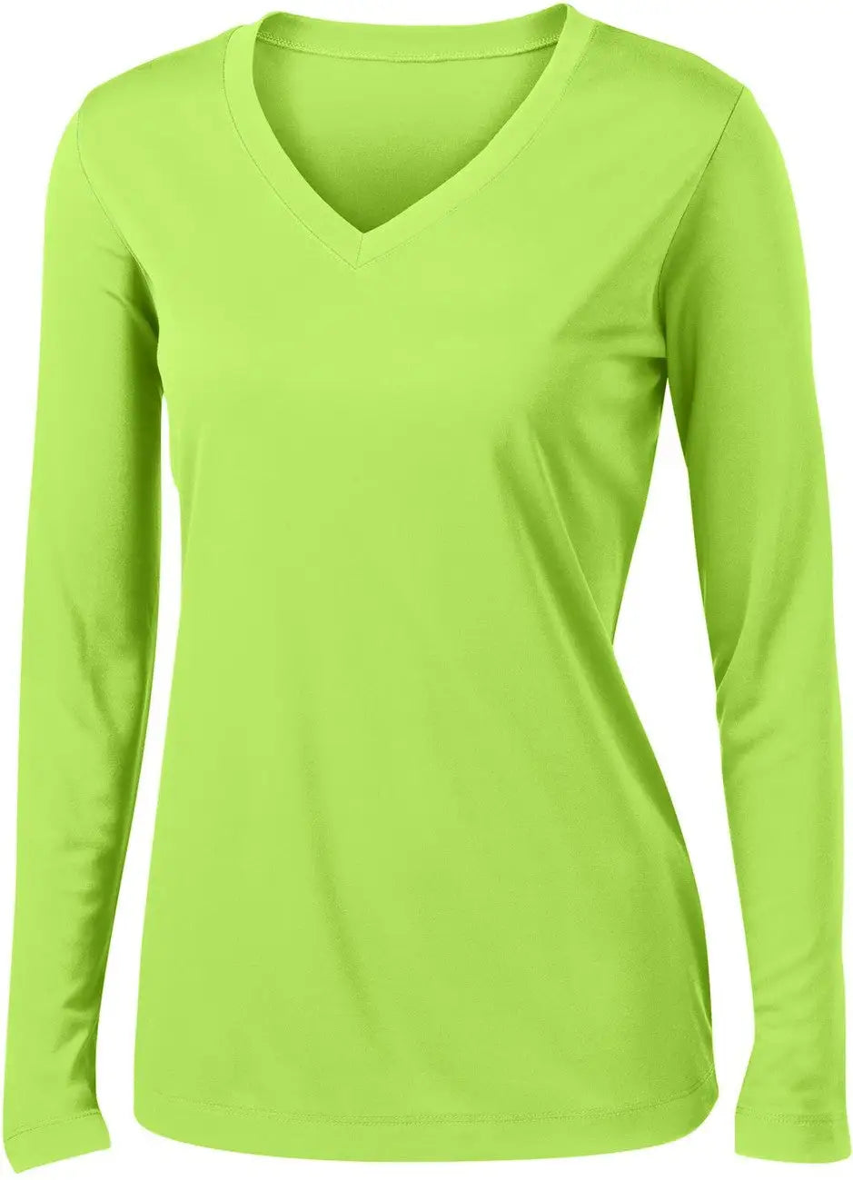 Sport-tek Lst353ls Women’s Long Sleeve Posicharge Competitor V-neck Tee - Lime Shock