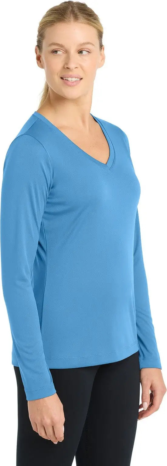 Sport-tek Lst353ls Women’s Long Sleeve Posicharge Competitor V-neck Tee - Carolina Blue