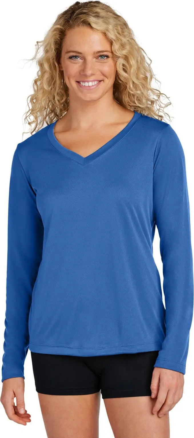 Sport-tek Lst353ls Women’s Long Sleeve Posicharge Competitor V-neck Tee - True Royal - Ladies Xs