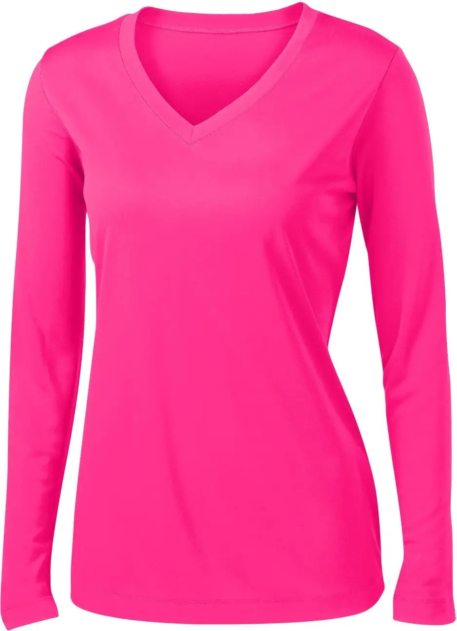 Sport-tek Lst353ls Women’s Long Sleeve Posicharge Competitor V-neck Tee - Neon Pink