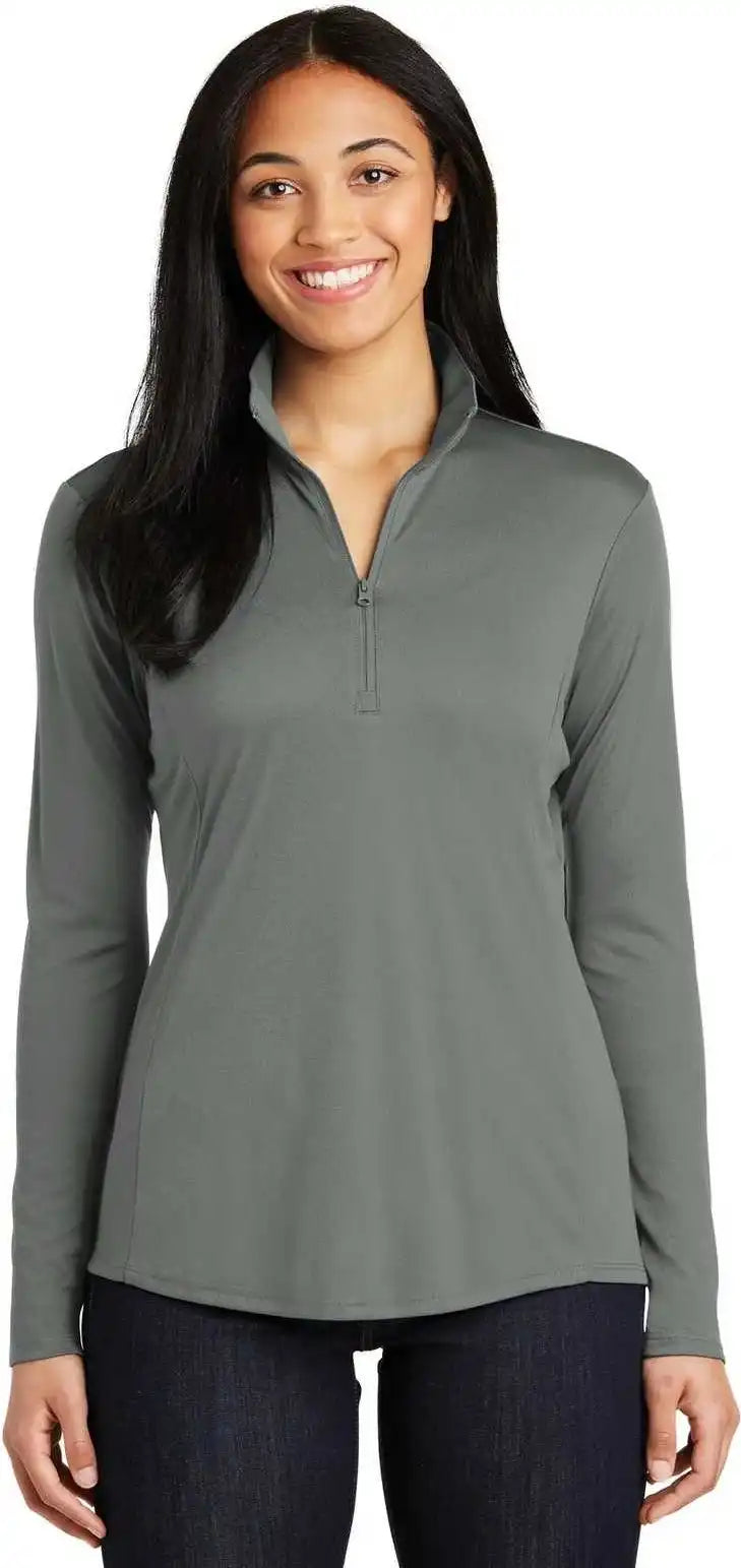 Sport-tek Lst357 Ladies Posicharge Competitor 1/4-zip Pullover - Gray Concrete