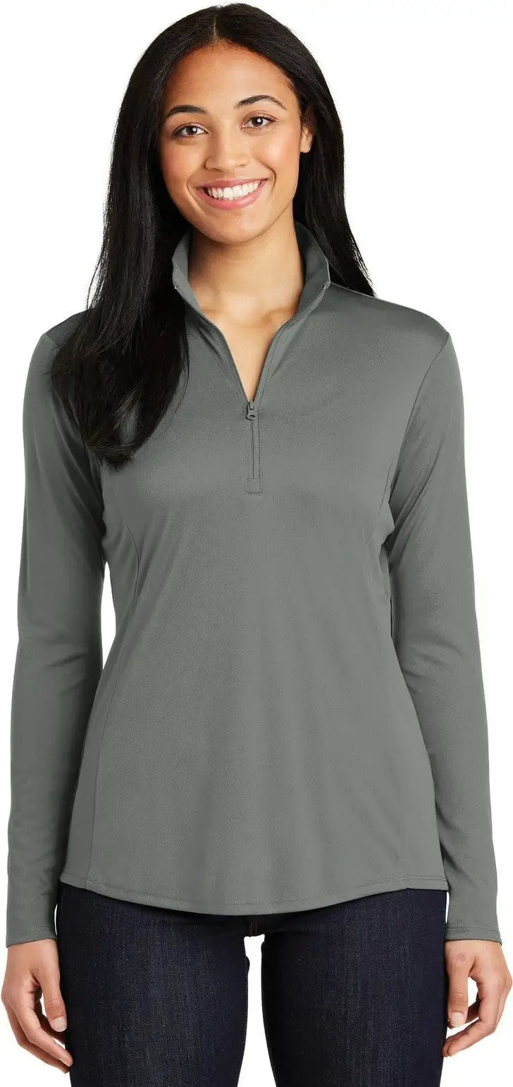 Sport-tek Lst357 Women’s Posicharge Competitor 1/4-zip Pullover - Gray Concrete - Ladies Xs