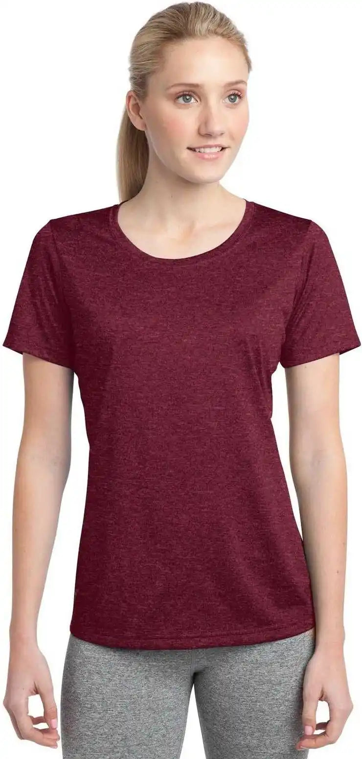 Sport Tek Lst360 Ladies Heather Contender Scoop Neck Tee Cardinal