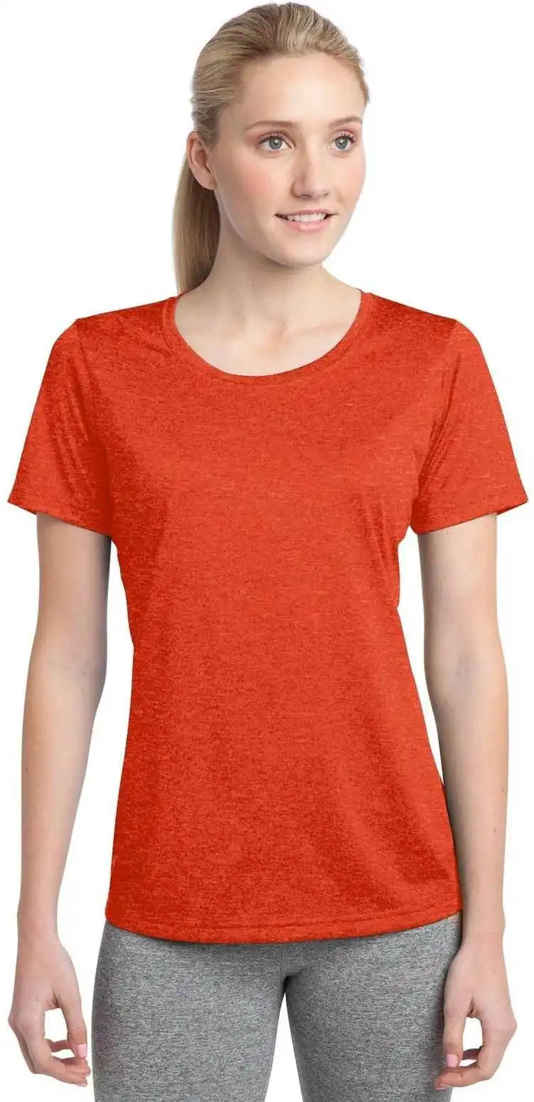 Sport-tek Lst360 Ladies Heather Contender Scoop Neck Tee - Deep Orange