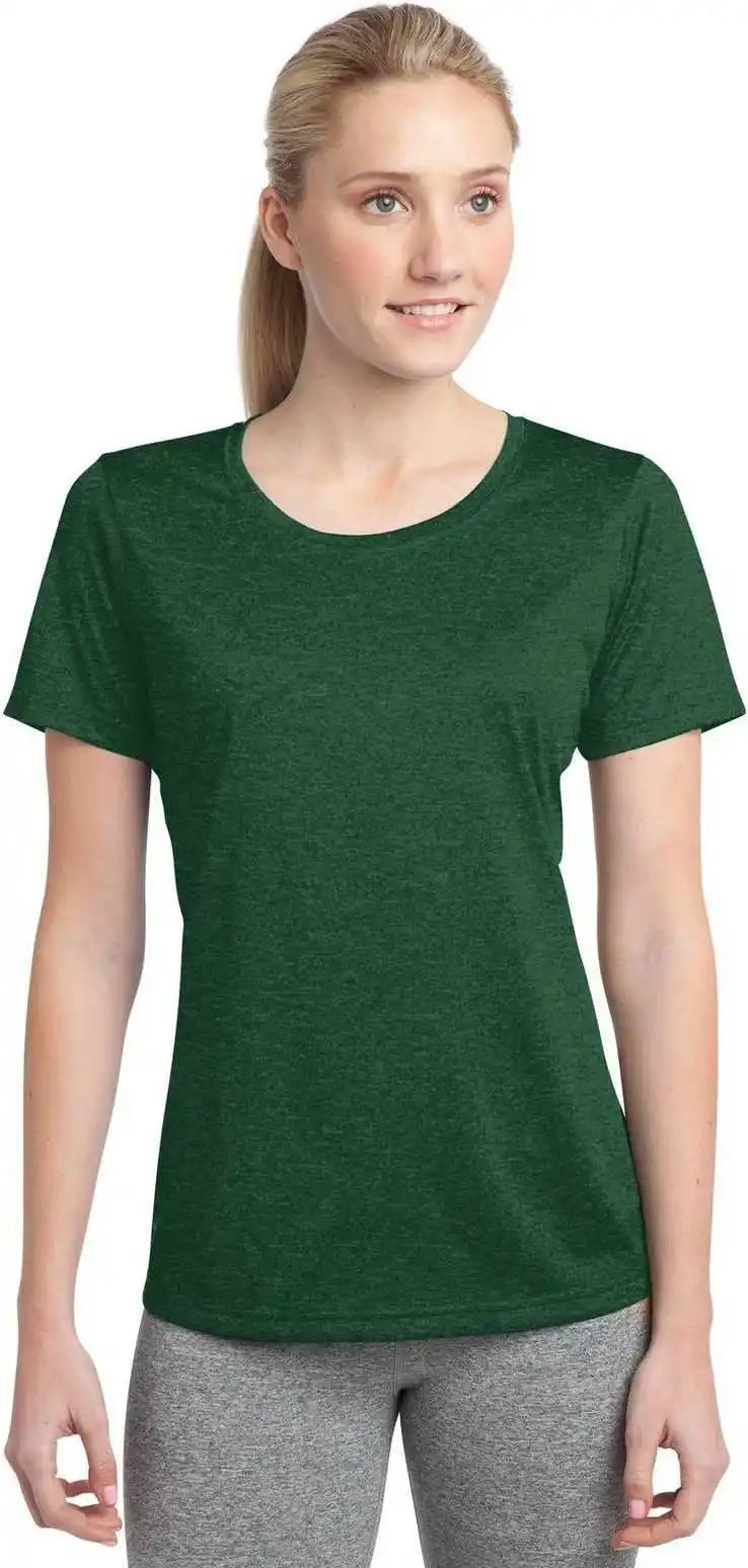 Sport Tek Lst360 Ladies Heather Contender Scoop Neck Tee Forest Green
