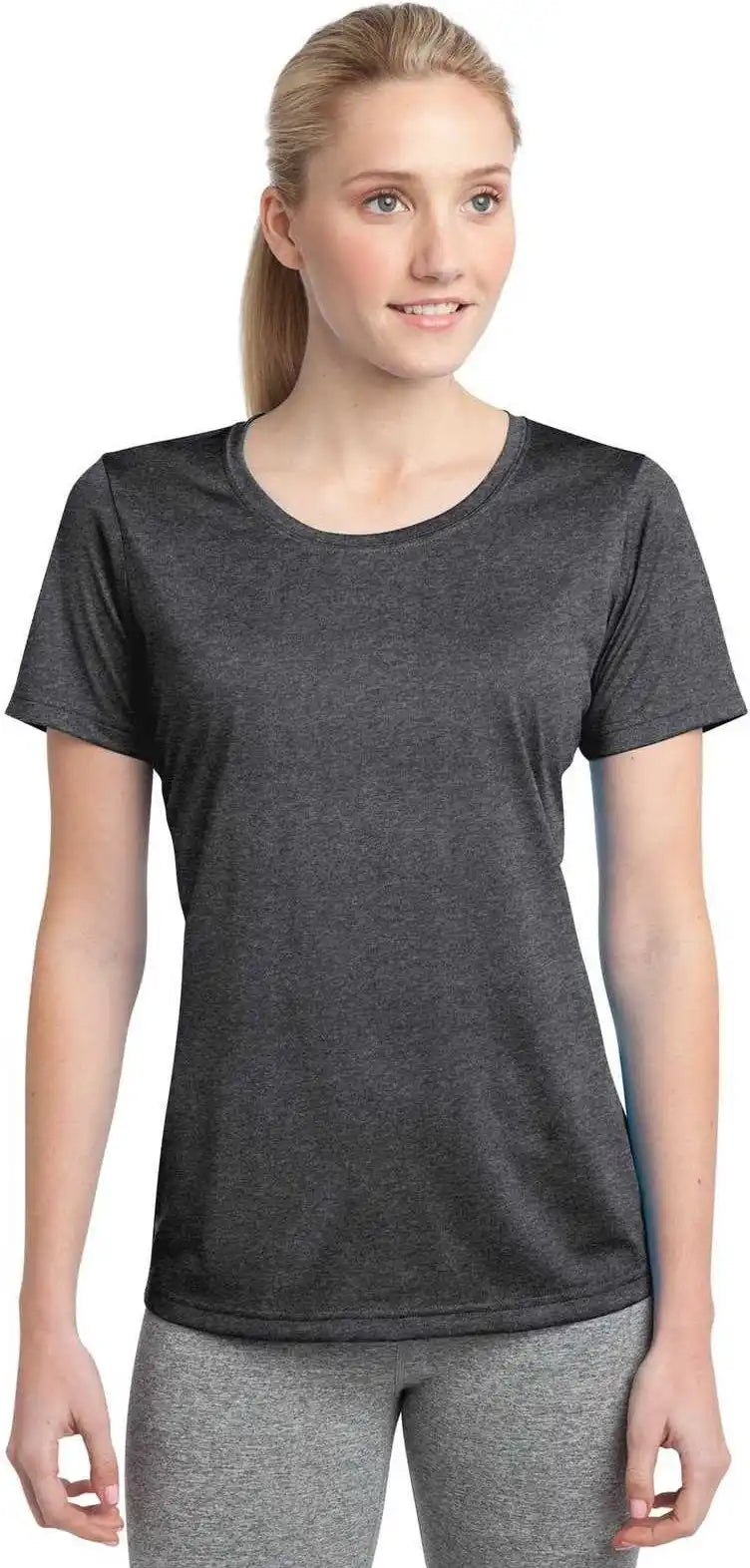 Sport Tek Lst360 Ladies Heather Contender Scoop Neck Tee Graphite