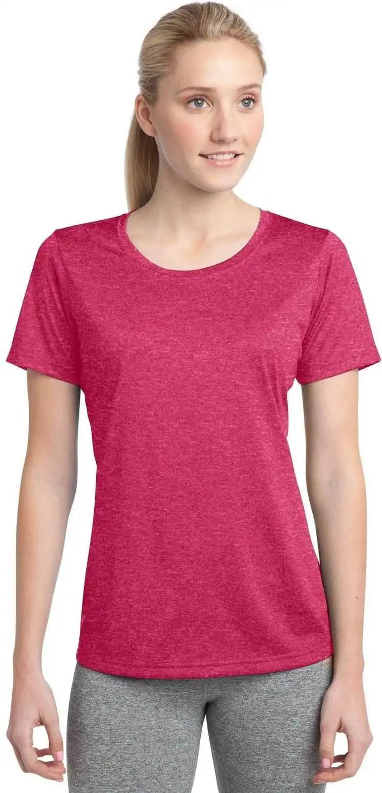 Sport-tek Lst360 Ladies Heather Contender Scoop Neck Tee - Pink Raspberry