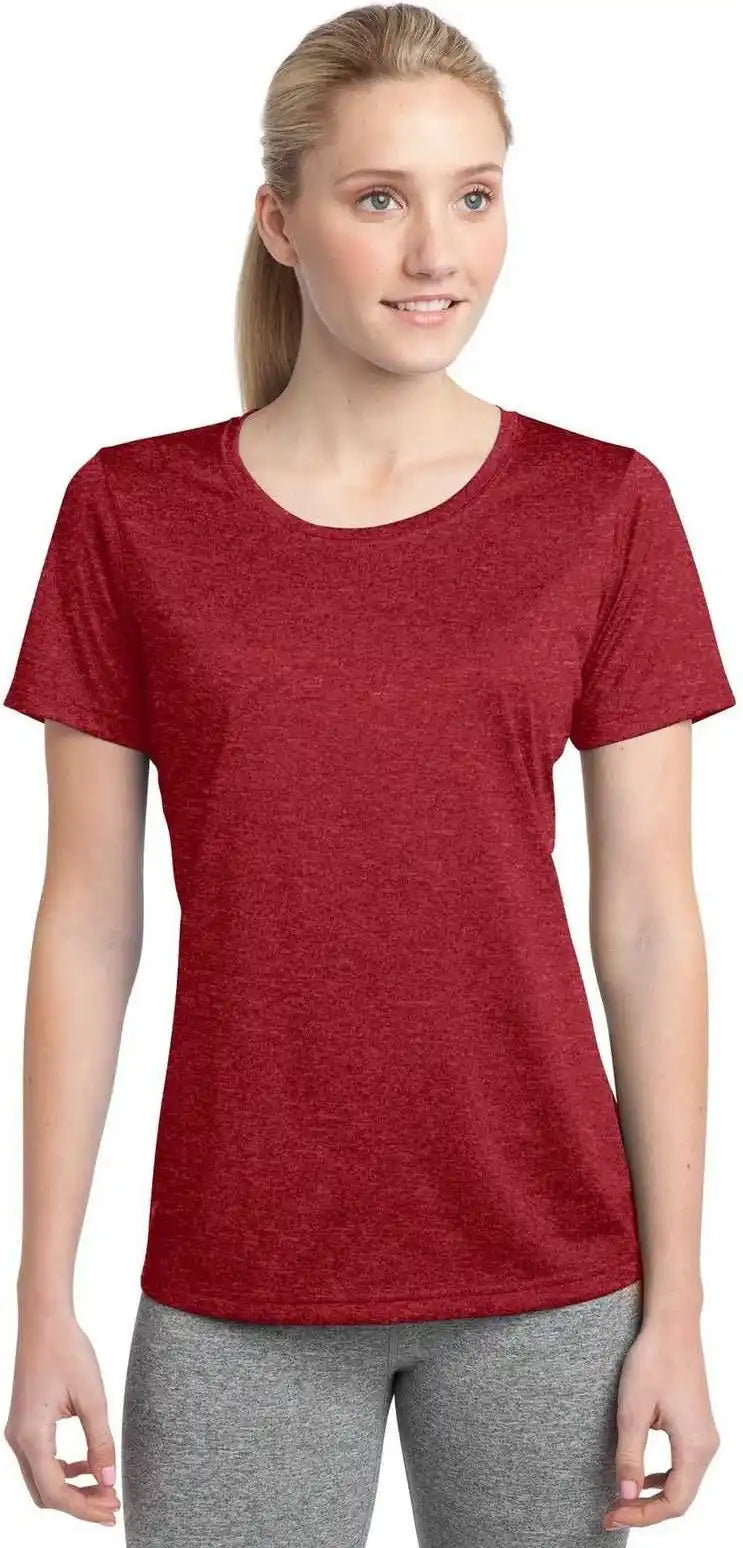 Sport-tek Lst360 Ladies Heather Contender Scoop Neck Tee - Scarlet