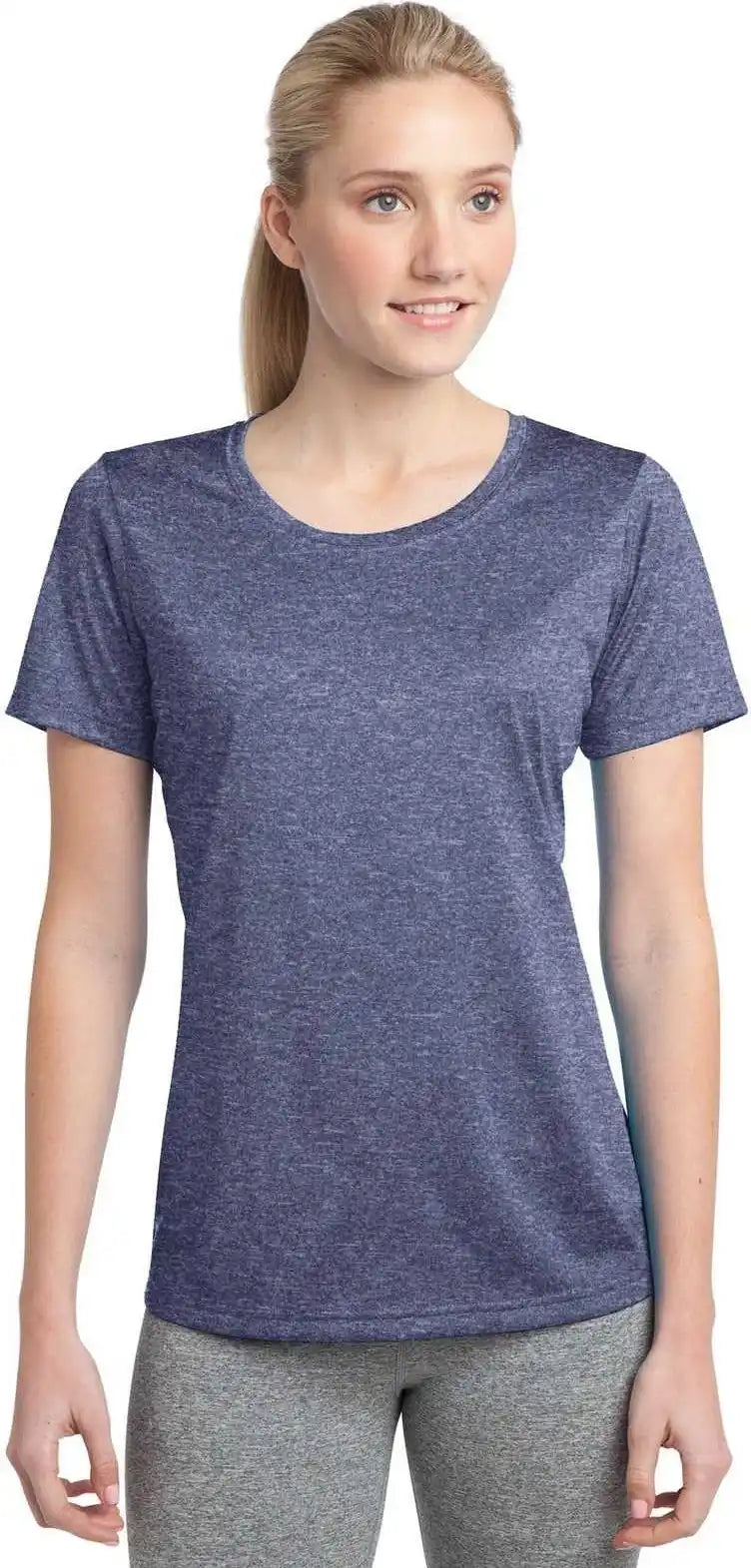 Sport Tek Lst360 Ladies Heather Contender Scoop Neck Tee True Navy