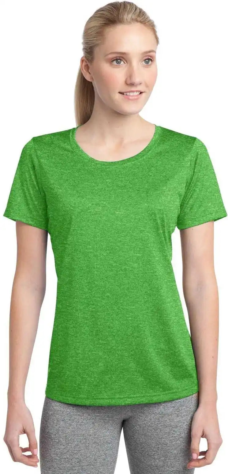 Sport-tek Lst360 Ladies Heather Contender Scoop Neck Tee - Turf Green
