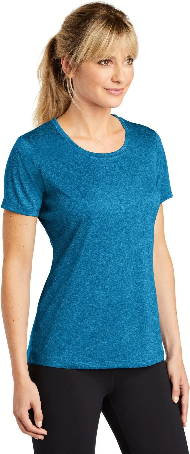 Sport-tek Lst360 Women’s Heather Contender Scoop Neck Tee - Blue Wake