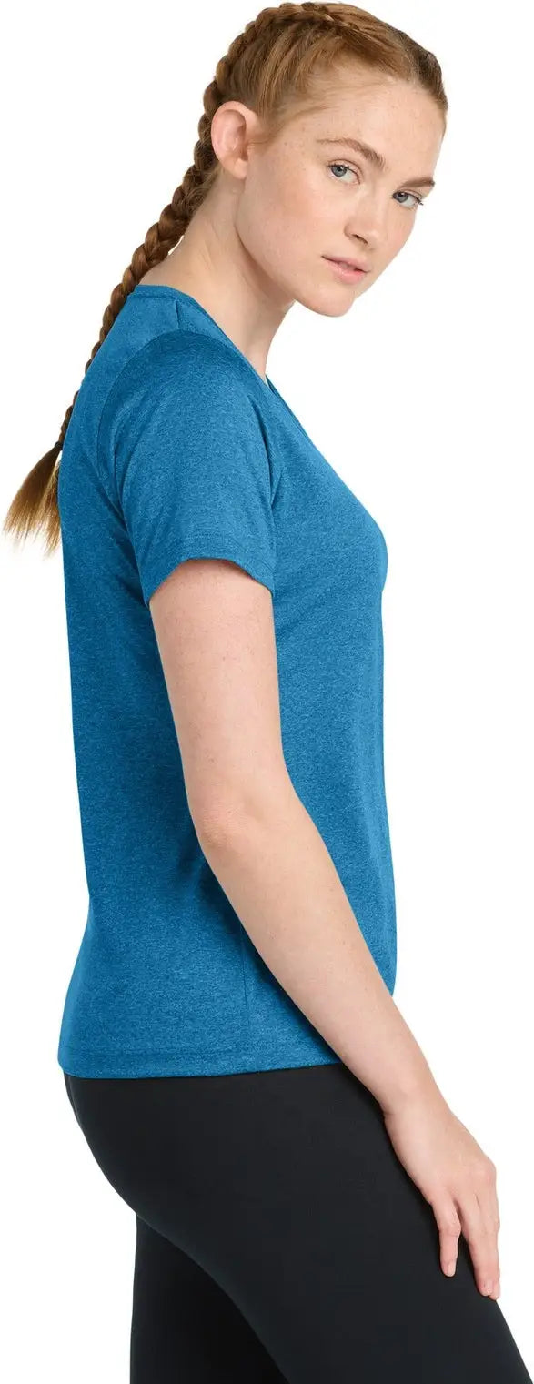 Sport-tek Lst360 Women’s Heather Contender Scoop Neck Tee - Blue Wake