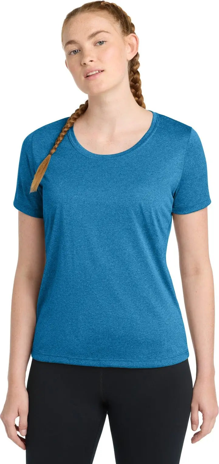 Sport-tek Lst360 Women’s Heather Contender Scoop Neck Tee - Blue Wake - Ladies Xs