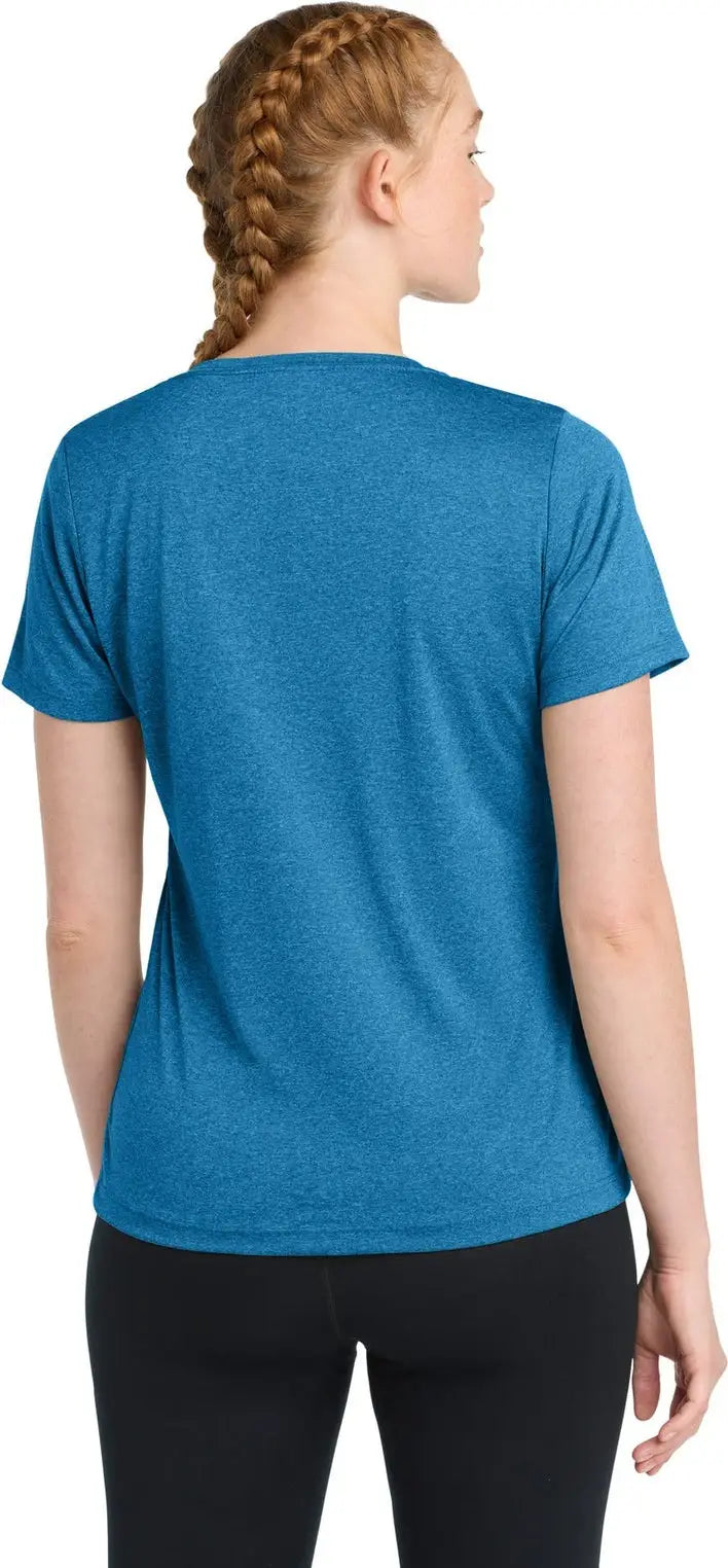 Sport-tek Lst360 Women’s Heather Contender Scoop Neck Tee - Blue Wake