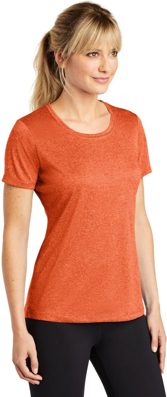 Sport-tek Lst360 Women’s Heather Contender Scoop Neck Tee - Deep Orange