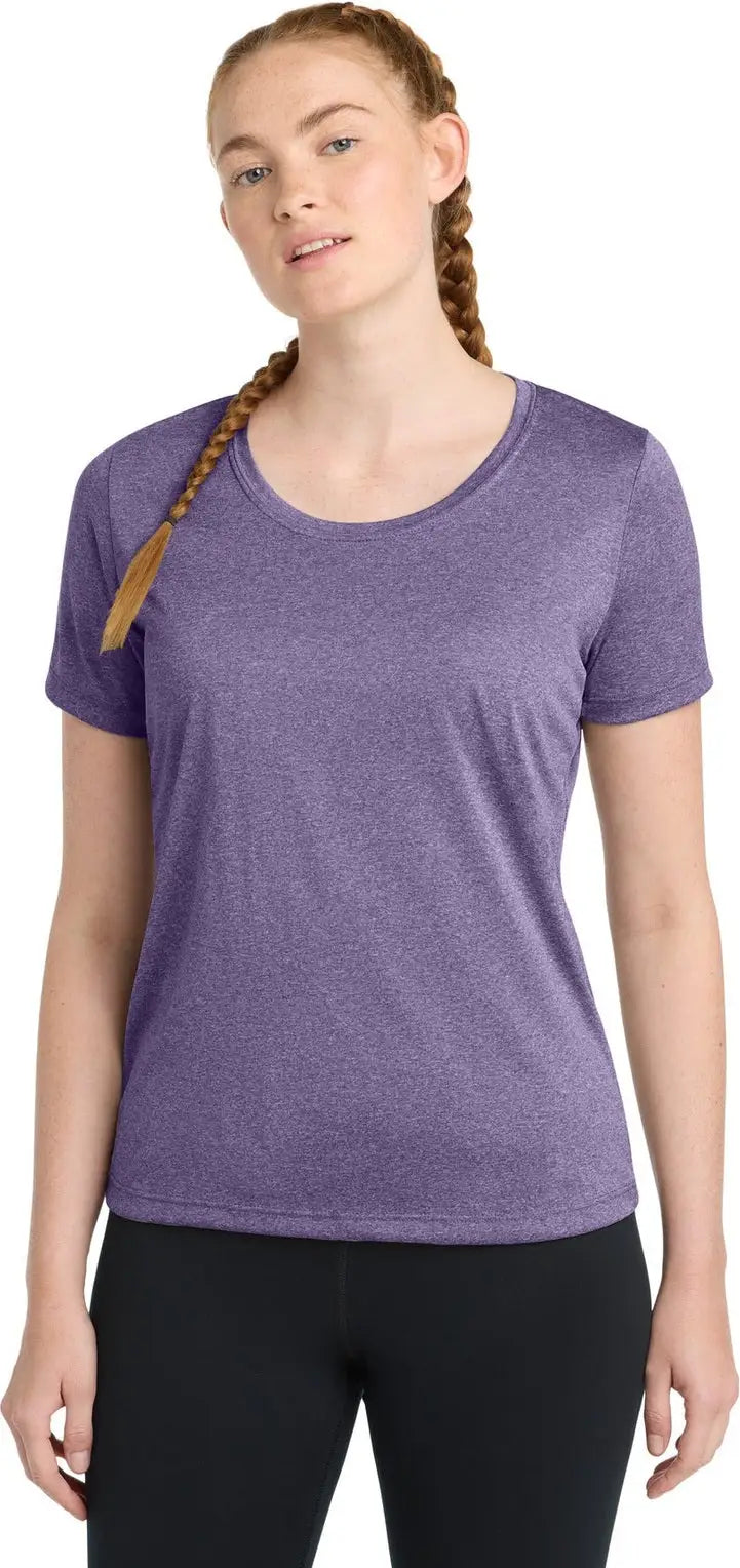 Sport-tek Lst360 Women’s Heather Contender Scoop Neck Tee - Purple - Ladies Xs