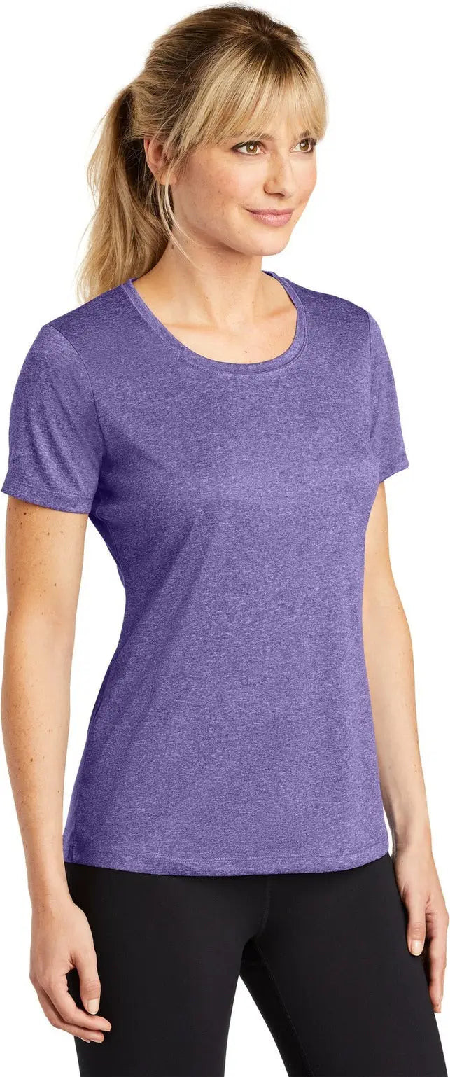 Sport-tek Lst360 Women’s Heather Contender Scoop Neck Tee - Purple