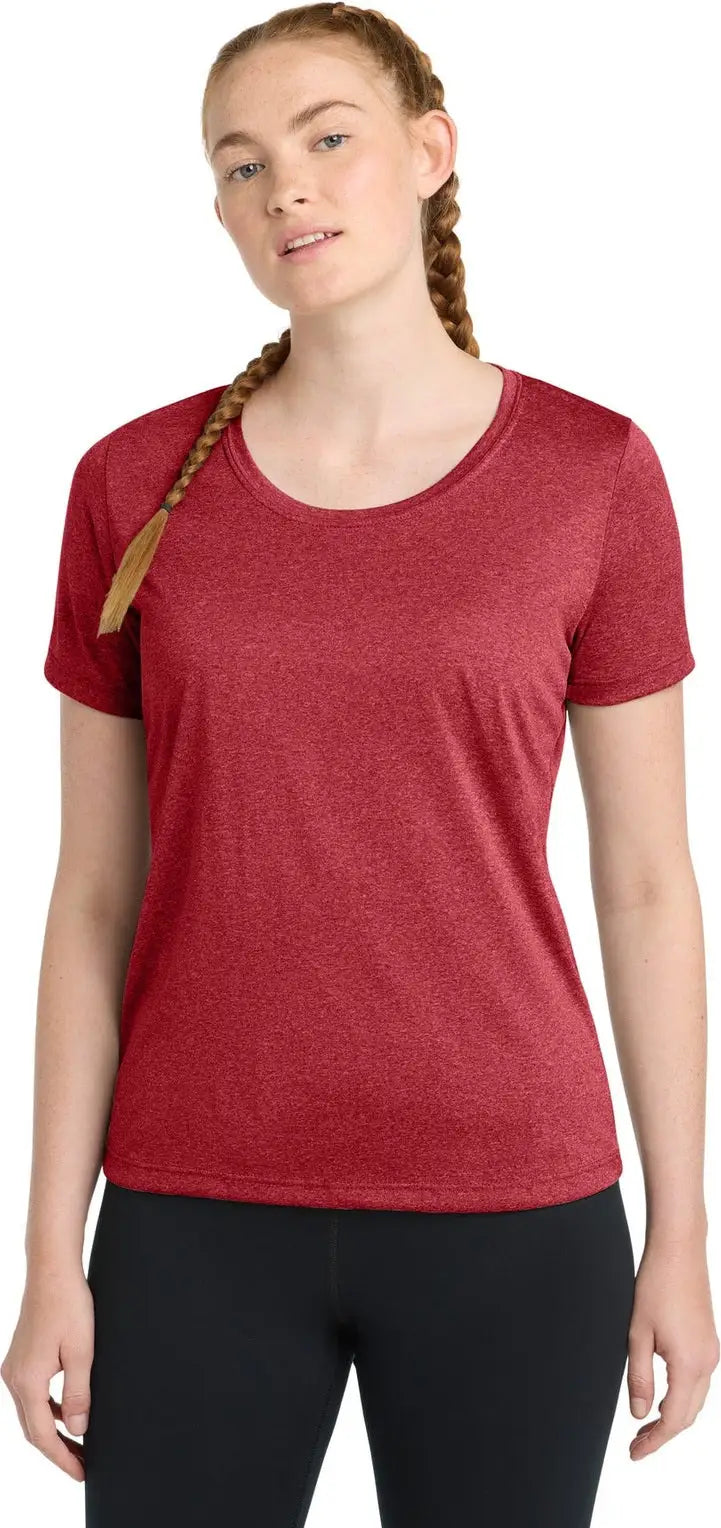 Sport-tek Lst360 Women’s Heather Contender Scoop Neck Tee - Scarlet - Ladies Xs