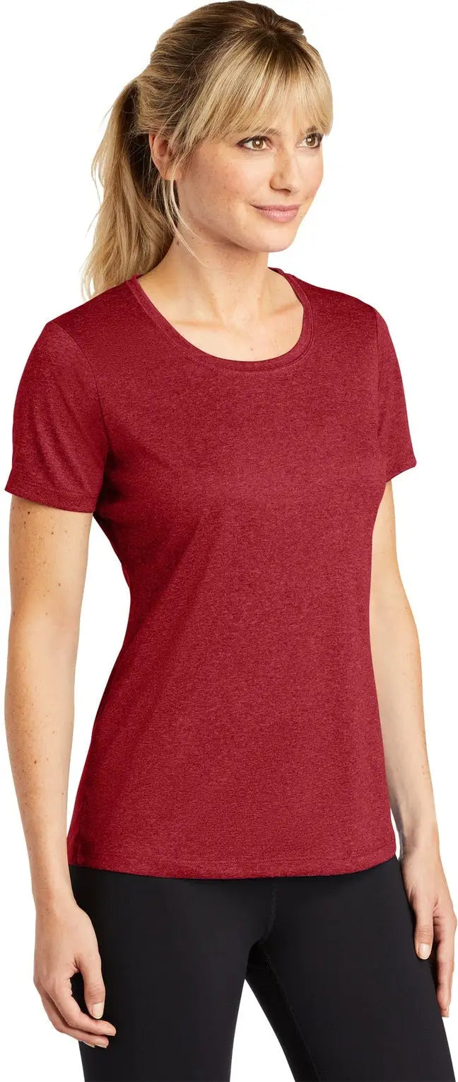 Sport-tek Lst360 Women’s Heather Contender Scoop Neck Tee - Scarlet