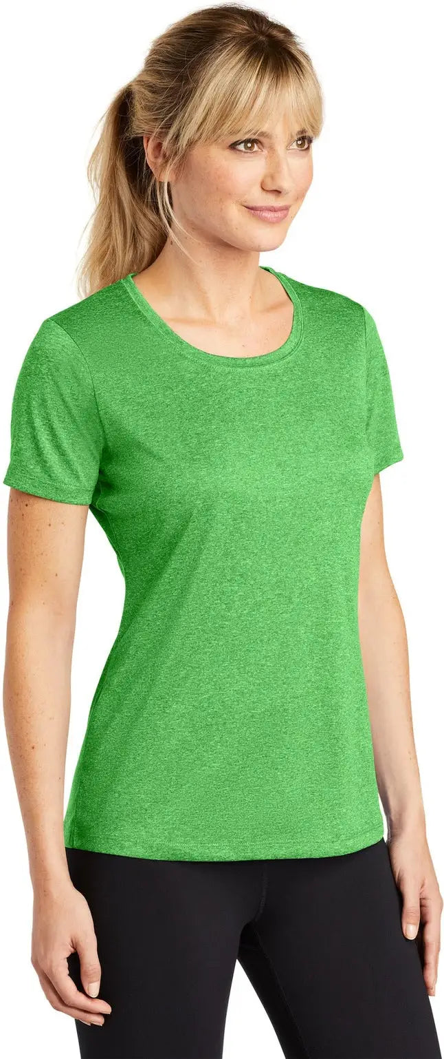 Sport-tek Lst360 Women’s Heather Contender Scoop Neck Tee - Turf Green