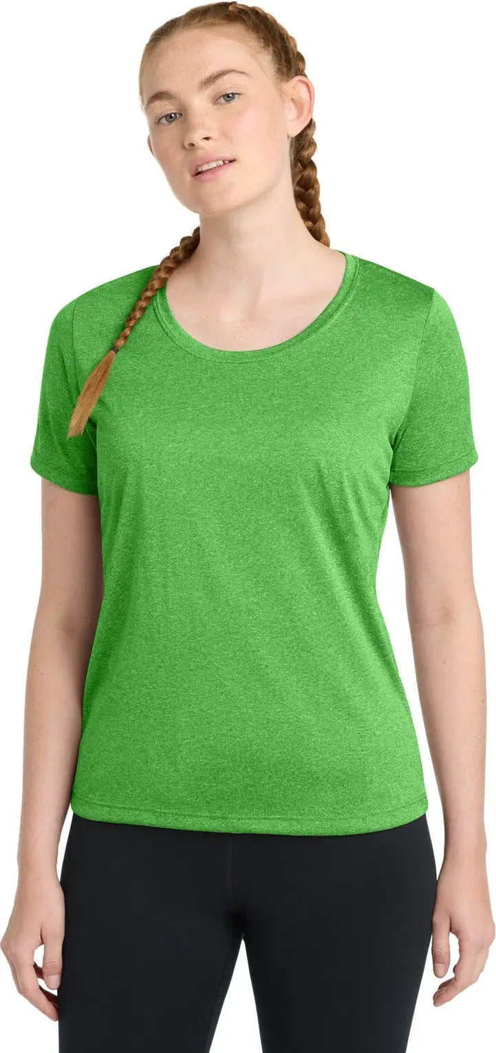 Sport-tek Lst360 Women’s Heather Contender Scoop Neck Tee - Turf Green - Ladies Xs