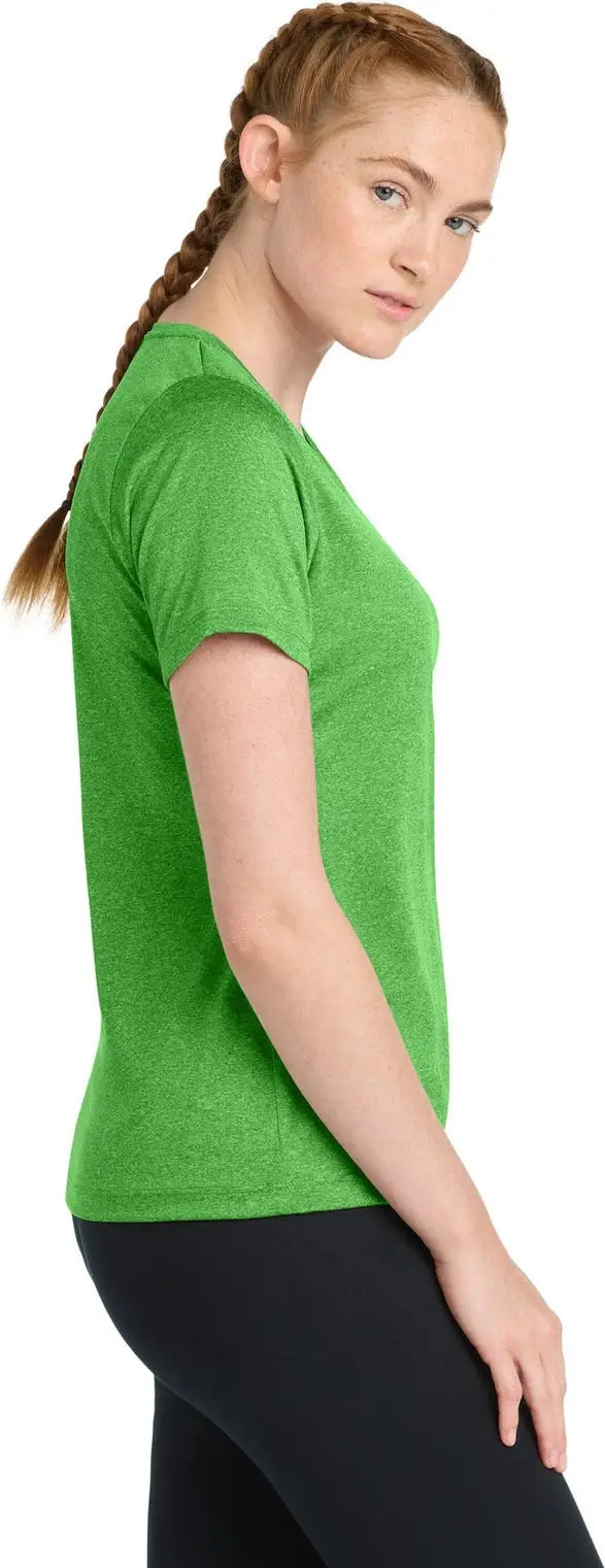 Sport-tek Lst360 Women’s Heather Contender Scoop Neck Tee - Turf Green