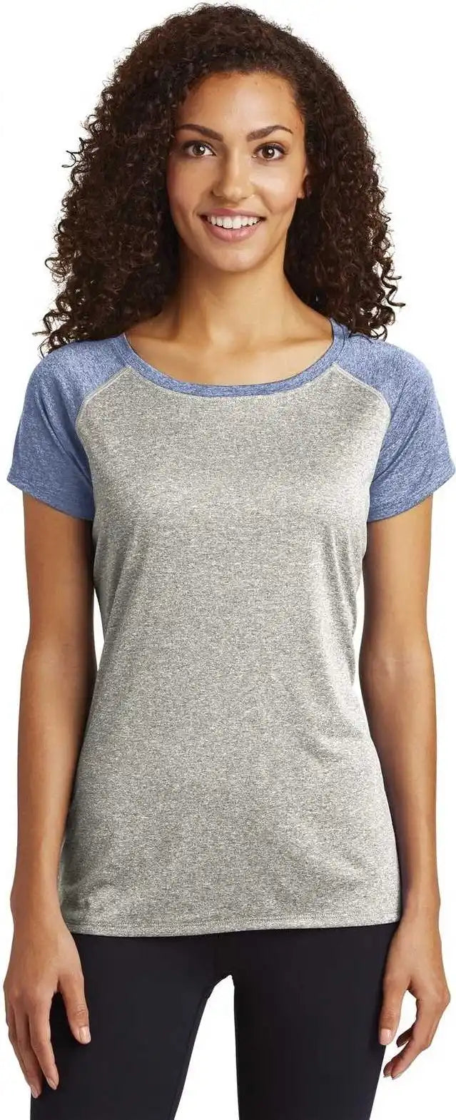 Sport Tek Lst362 Ladies Heather on Contender Scoop Neck Tee Vintage True Navy