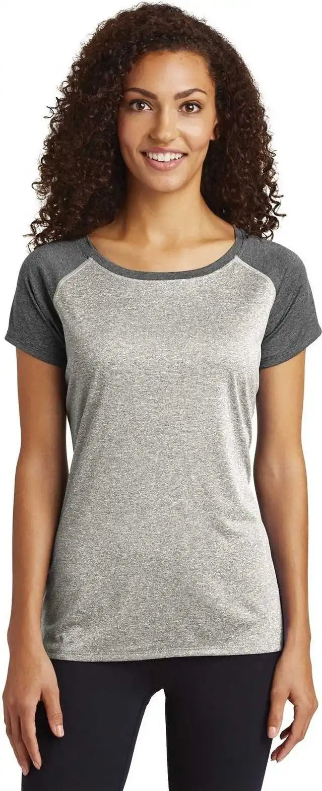 Sport Tek Lst362 Ladies Heather on Contender Scoop Neck Tee Vintage Graphite