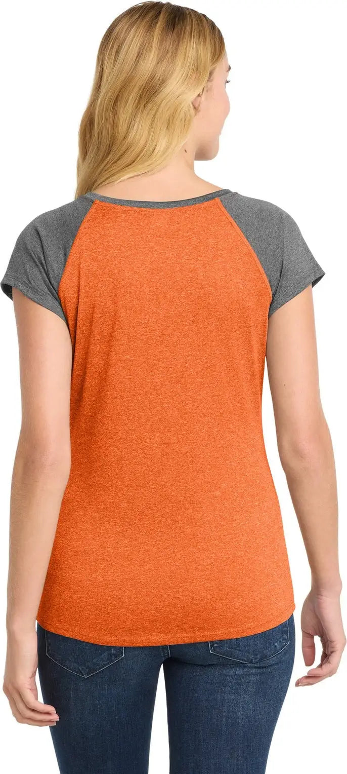 Sport-tek Lst362 Women’s Heather-on-heather Contender Scoop Neck Tee - Deep Orange Heather Graphite