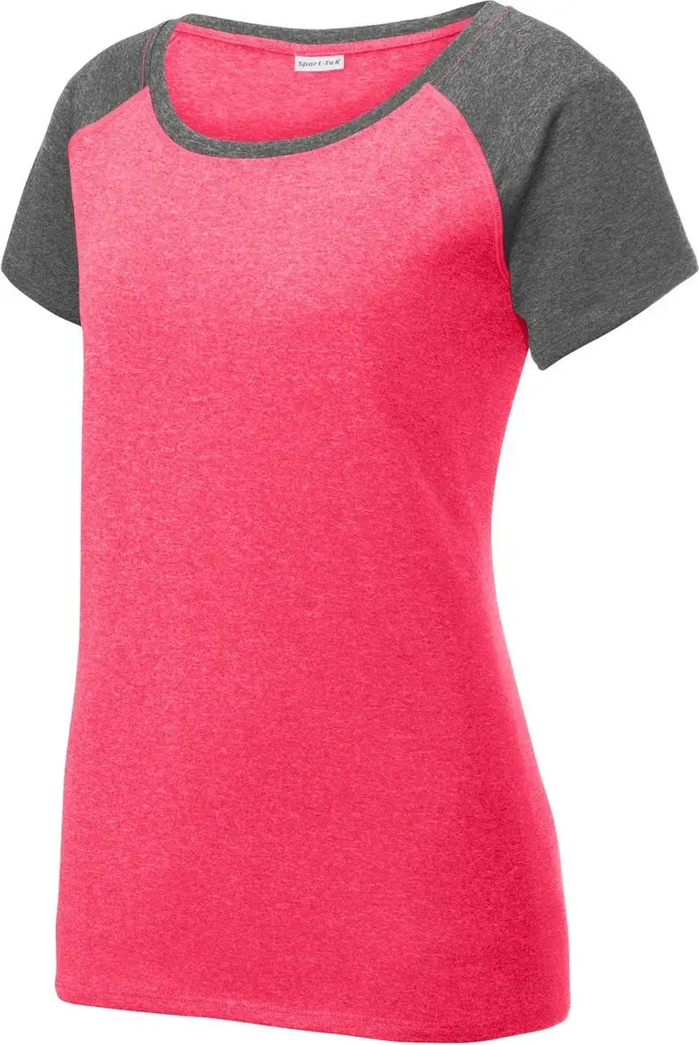 Sport-tek Lst362 Women’s Heather-on-heather Contender Scoop Neck Tee - Pink Raspberry Heather Graphite