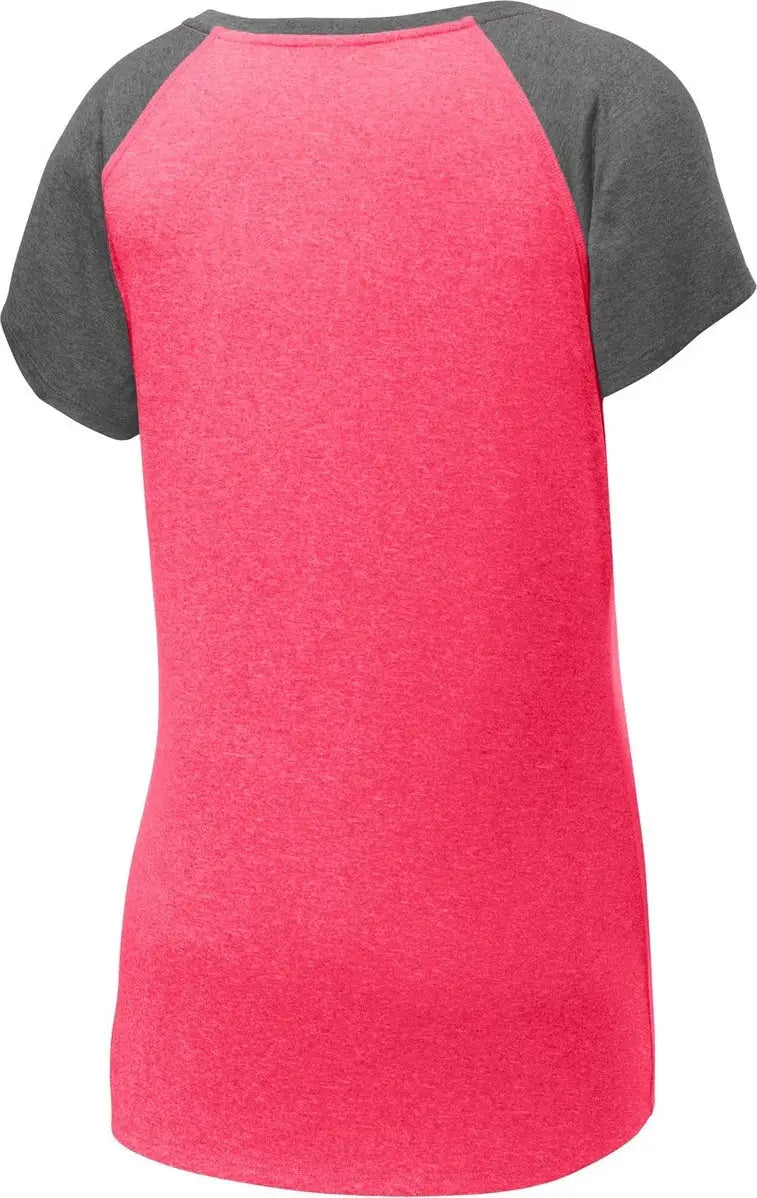 Sport-tek Lst362 Women’s Heather-on-heather Contender Scoop Neck Tee - Pink Raspberry Heather Graphite