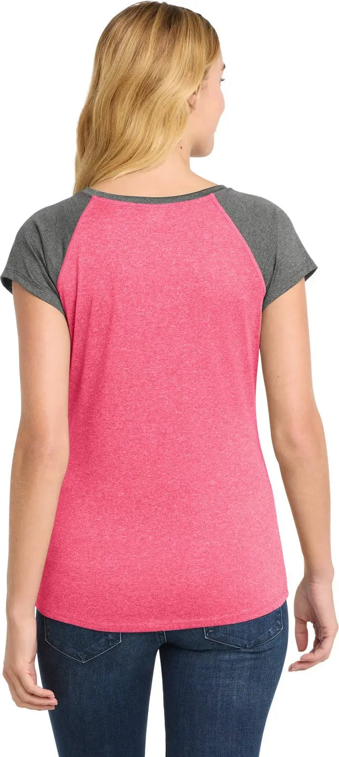 Sport-tek Lst362 Women’s Heather-on-heather Contender Scoop Neck Tee - Pink Raspberry Heather Graphite