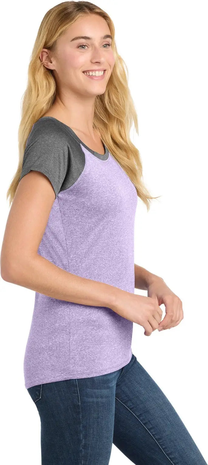 Sport-tek Lst362 Women’s Heather-on-heather Contender Scoop Neck Tee - Purple Heather Graphite