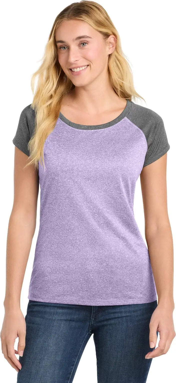 Sport-tek Lst362 Women’s Heather-on-heather Contender Scoop Neck Tee - Purple Heather Graphite
