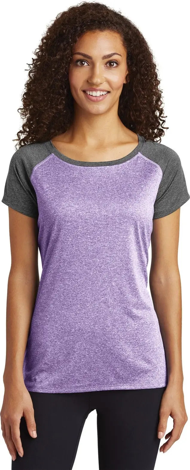 Sport-tek Lst362 Women’s Heather-on-heather Contender Scoop Neck Tee - Purple Heather Graphite - Heather/ / Ladies Xs