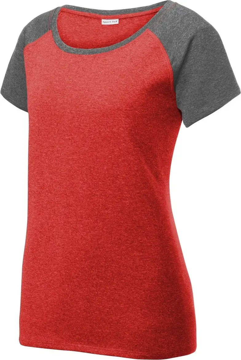 Sport-tek Lst362 Women’s Heather-on-heather Contender Scoop Neck Tee - Scarlet Heather Graphite