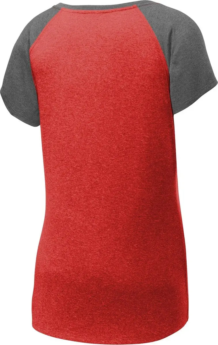 Sport-tek Lst362 Women’s Heather-on-heather Contender Scoop Neck Tee - Scarlet Heather Graphite