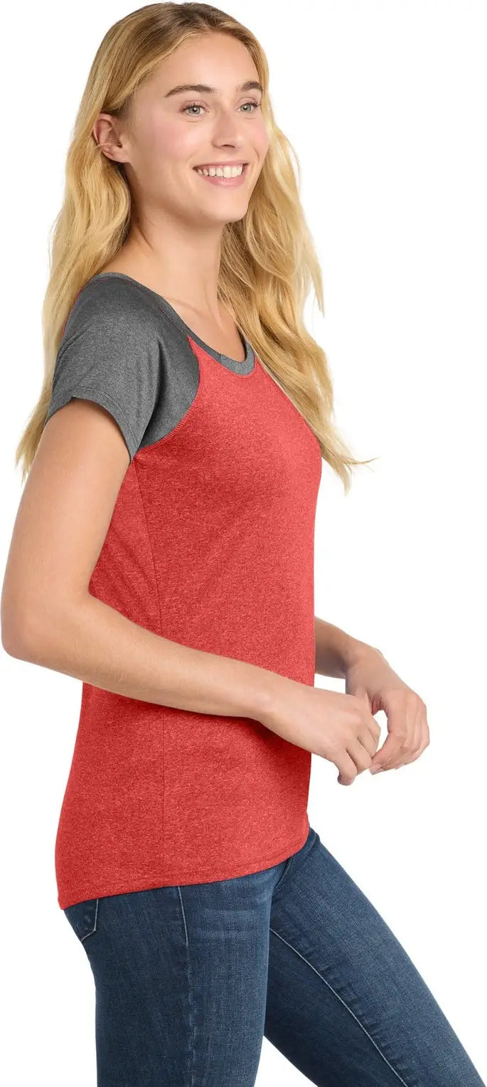 Sport-tek Lst362 Women’s Heather-on-heather Contender Scoop Neck Tee - Scarlet Heather Graphite