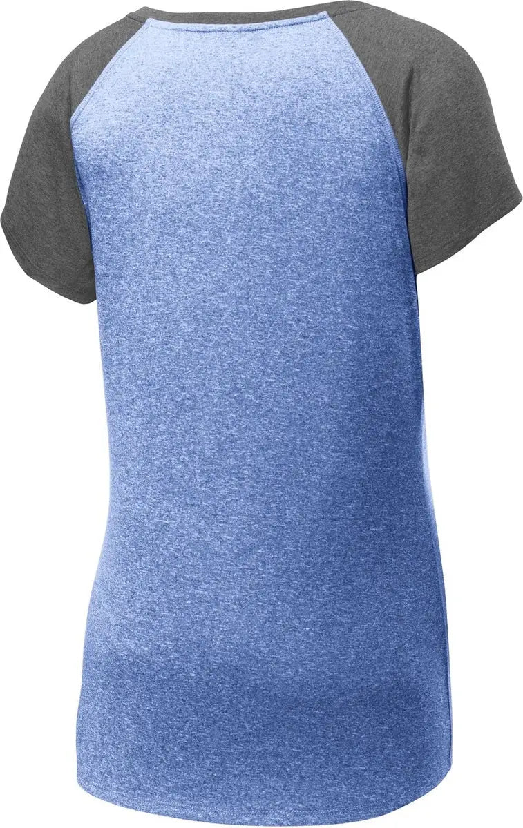 Sport-tek Lst362 Women’s Heather-on-heather Contender Scoop Neck Tee - True Royal Heather Graphite