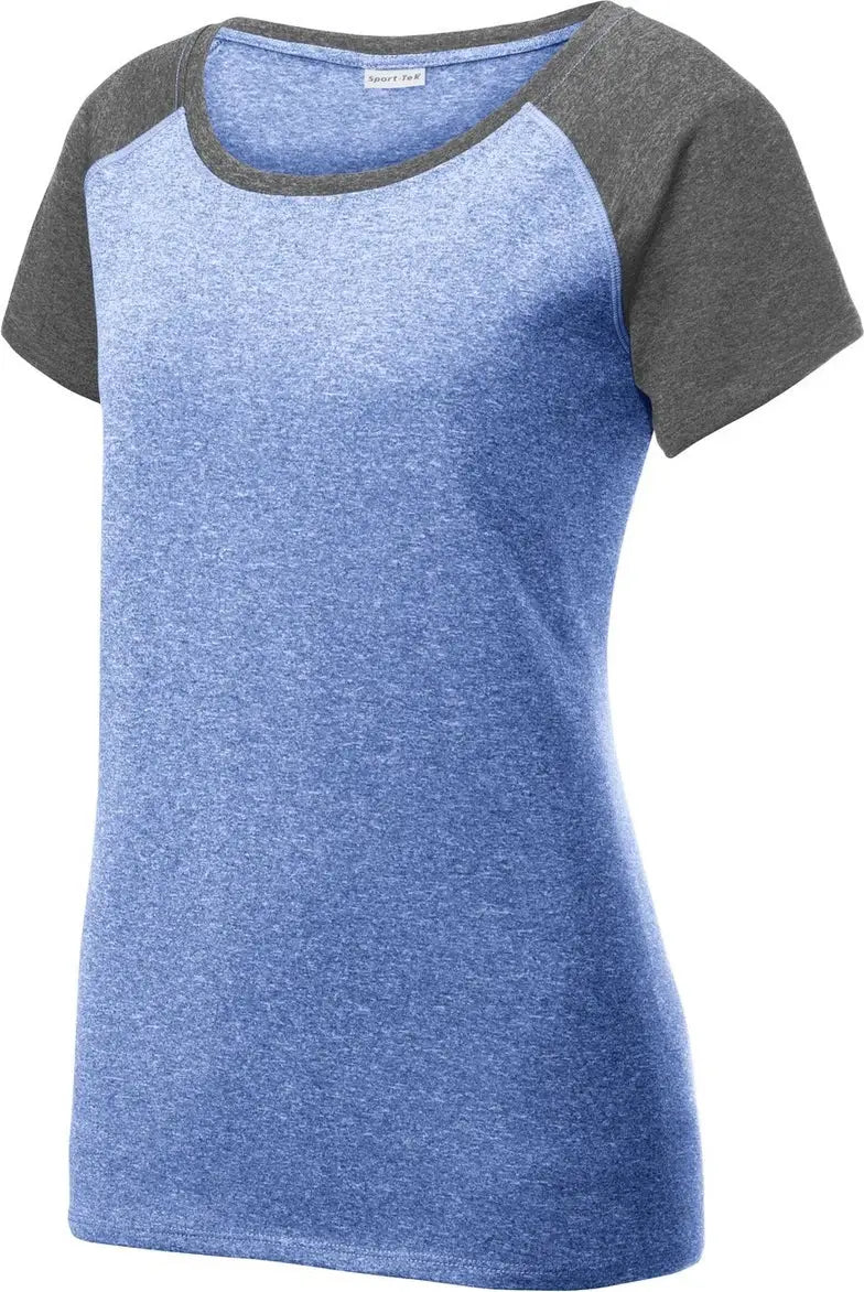 Sport-tek Lst362 Women’s Heather-on-heather Contender Scoop Neck Tee - True Royal Heather Graphite