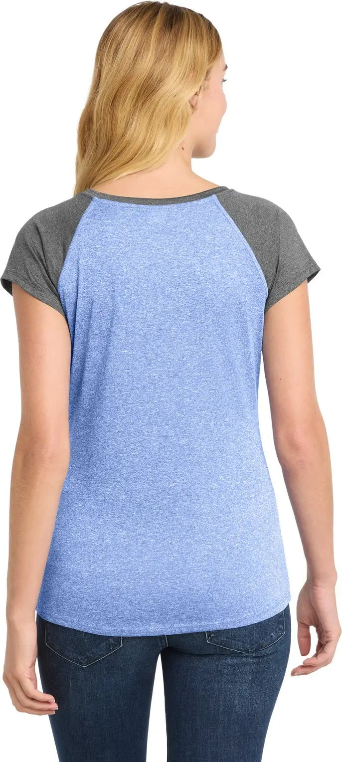 Sport-tek Lst362 Women’s Heather-on-heather Contender Scoop Neck Tee - True Royal Heather Graphite