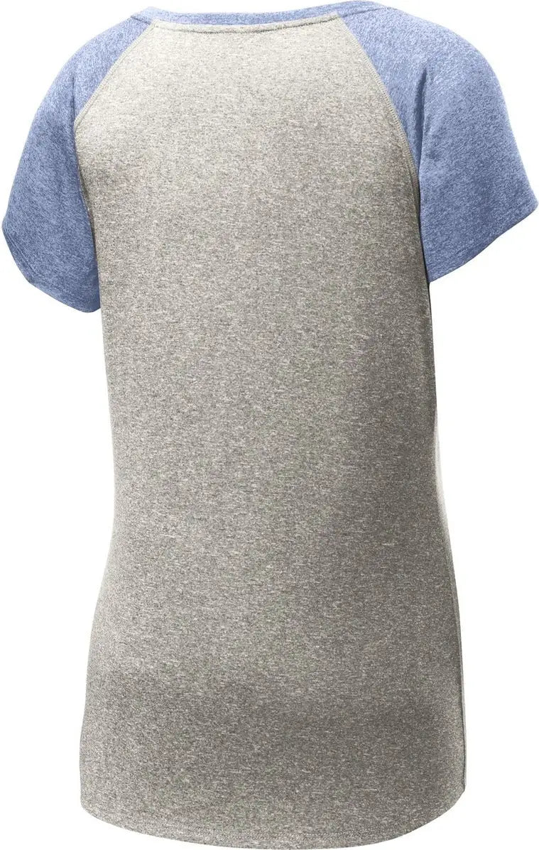 Sport-tek Lst362 Women’s Heather-on-heather Contender Scoop Neck Tee - Vintage Heather True Navy