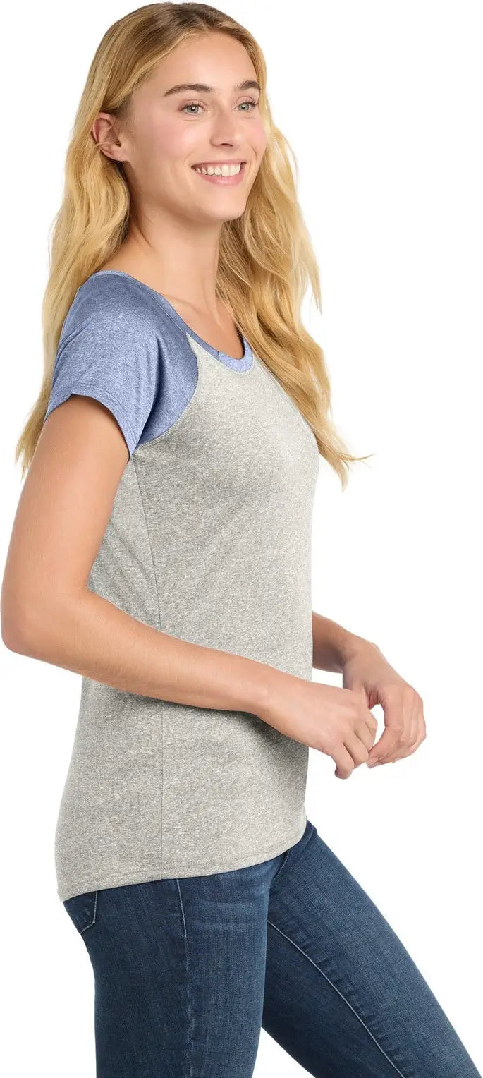 Sport-tek Lst362 Women’s Heather-on-heather Contender Scoop Neck Tee - Vintage Heather True Navy