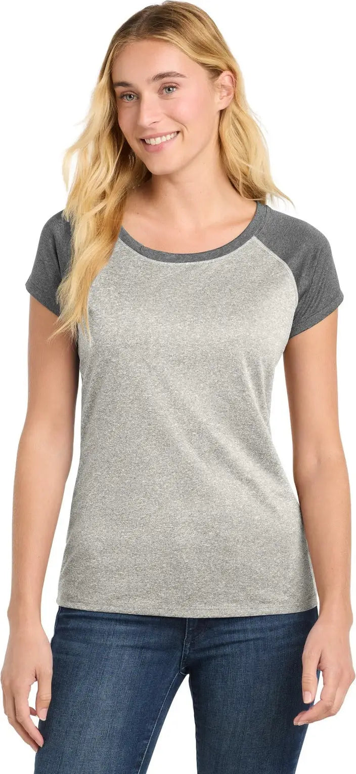 Sport-tek Lst362 Women’s Heather-on-heather Contender Scoop Neck Tee - Vintage Heather Graphite