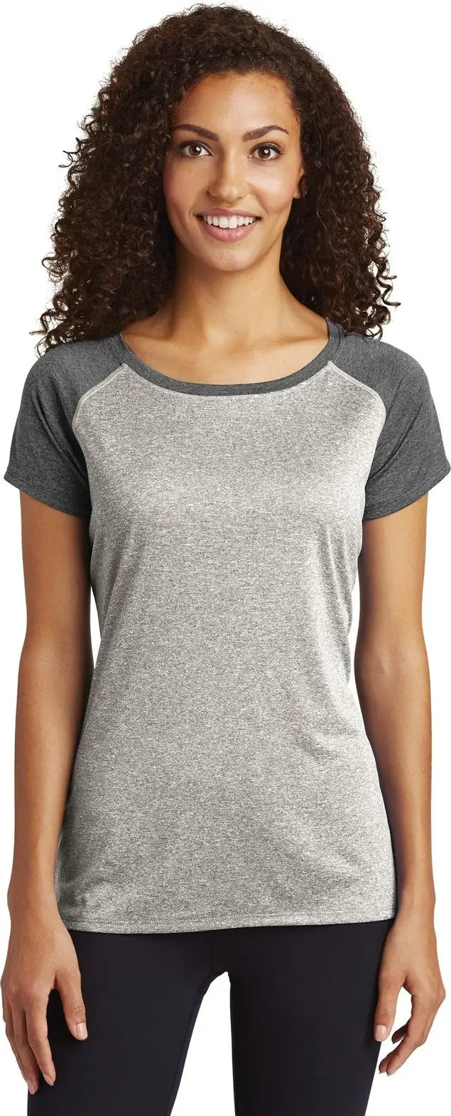 Sport-tek Lst362 Women’s Heather-on-heather Contender Scoop Neck Tee - Vintage Heather Graphite - Heather/ / Ladies Xs