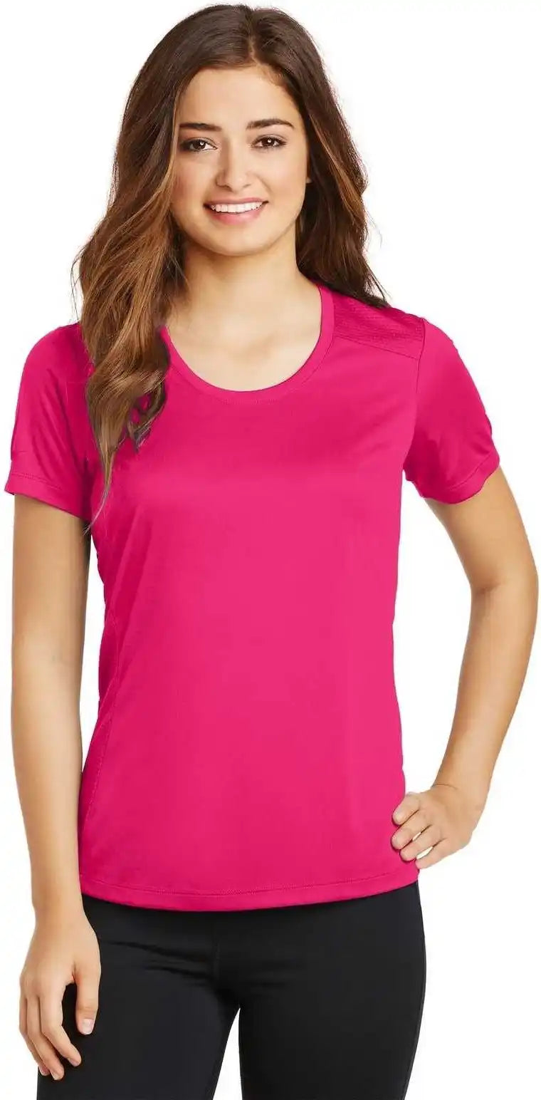 Sport-tek Lst380 Ladies Posicharge Elevate Scoop Neck Tee - Pink Raspberry