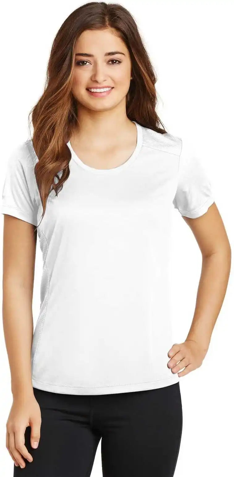 Sport-tek Lst380 Ladies Posicharge Elevate Scoop Neck Tee - White