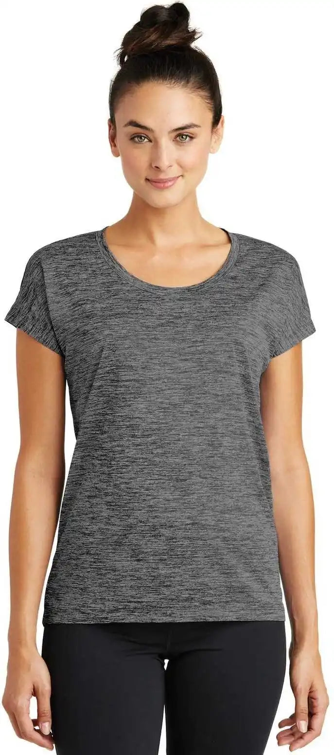 Sport-tek Lst390 Ladies Posicharge Electric Heather Sporty Tee - Gray-black