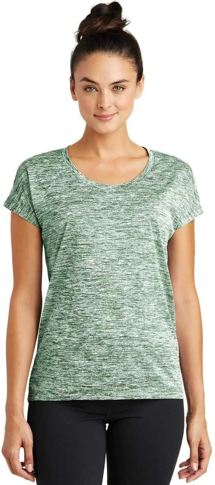 Sport-tek Lst390 Ladies Posicharge Electric Heather Sporty Tee - Forest Green