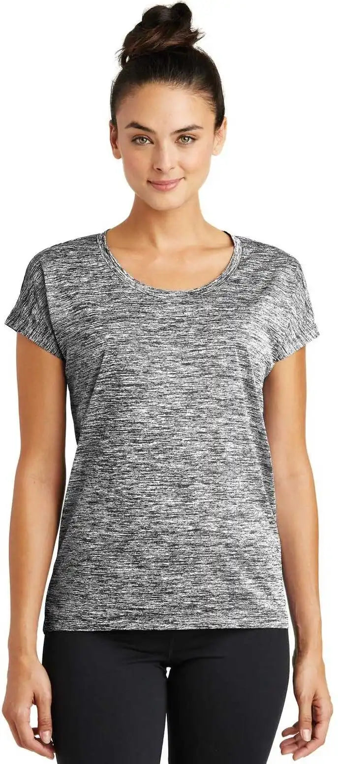 Sport-tek Lst390 Ladies Posicharge Electric Heather Sporty Tee - Black